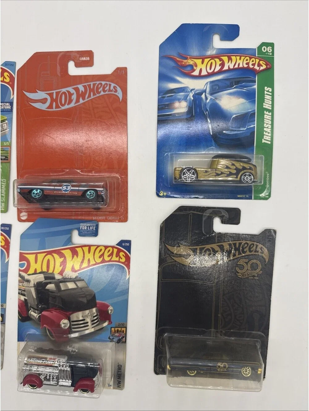 Hot Wheels Diecast Car Lot of 6 2007 Treasure Hunt 50th Anniversary New on Card